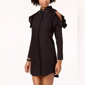 The Edit By Seventeen Juniors Cotton Cold Shoulder Shirtdress